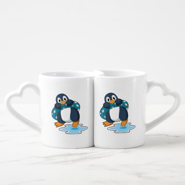 Penguin with Lifebuoy Coffee Mug Set (Front Nesting)