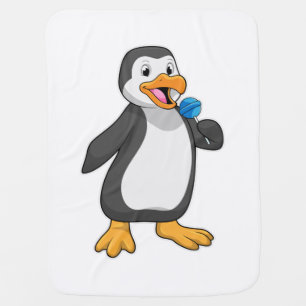 Penguin with Lollipop Sweets Baby Blanket
