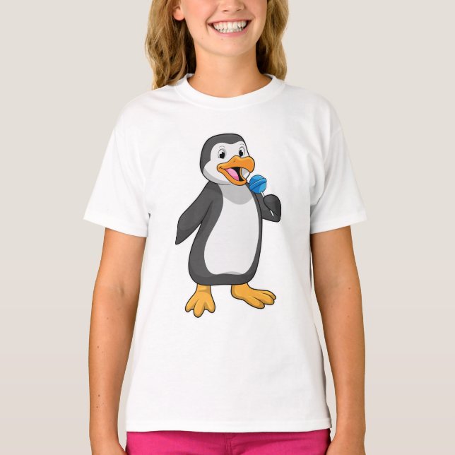 Penguin with Lollipop Sweets T-Shirt (Front)