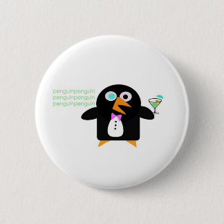 penguin with martini pinback button