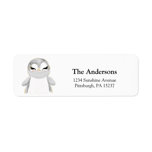 Penguin with Mask Return Address Label (Front)