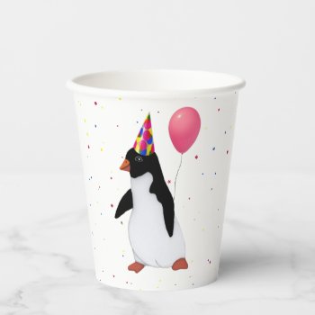 Penguin With Pink Balloon  Paper Cups by Mousefx at Zazzle