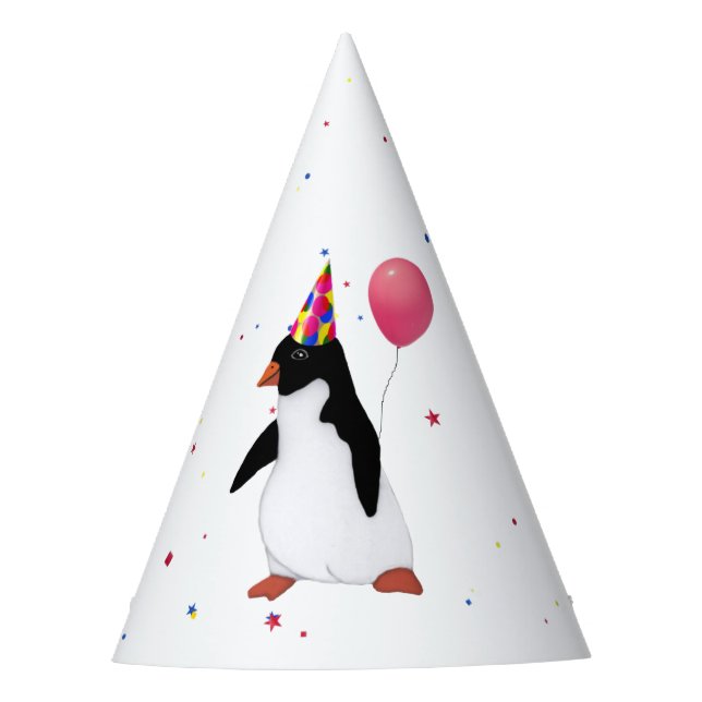 Penguin With Pink Balloon Party Hat (Front)