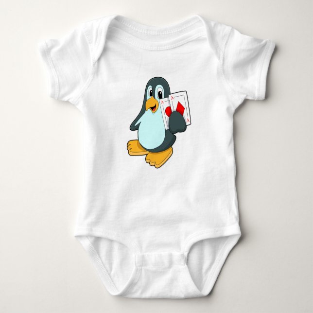 Penguin with Poker cards Baby Bodysuit (Front)