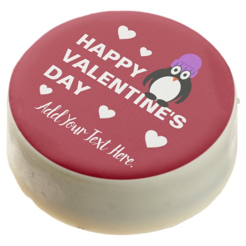 Penguin With Purple Hat Valentines Day Chocolate Covered Oreo