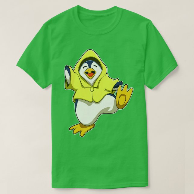 Penguin with Raincoat T-Shirt (Design Front)