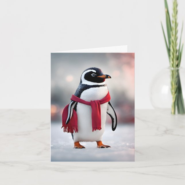 Penguin With Red Scarf Note Card (Front)