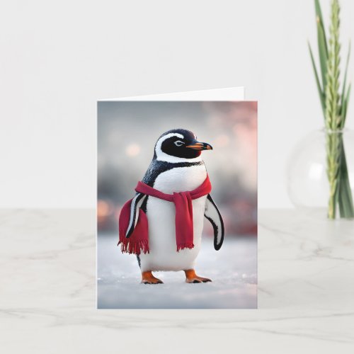 Penguin With Red Scarf Note Card