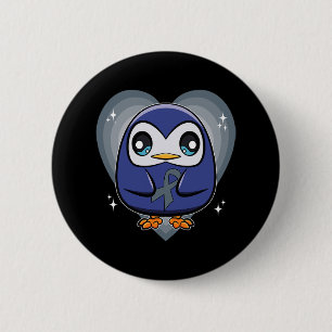Penguin With Ribbon World Dyslexia Awareness  Button