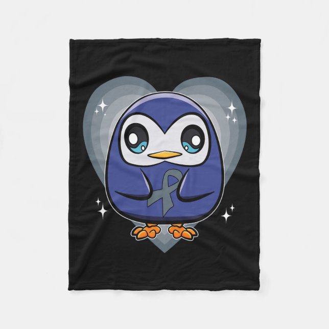 Penguin With Ribbon World Dyslexia Awareness  Fleece Blanket (Front)