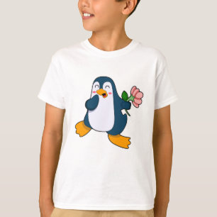 Penguin with rosa Flower T-Shirt