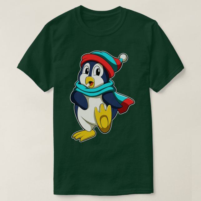 Penguin with Scarf and Hat T-Shirt (Design Front)