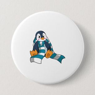 Penguin with Scarf Button