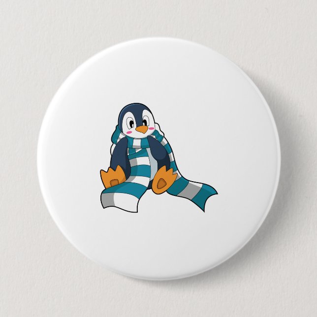 Penguin with Scarf Button (Front)