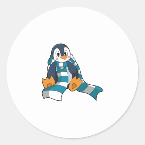 Penguin with Scarf Classic Round Sticker