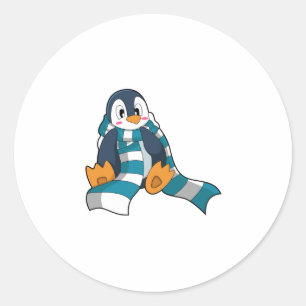 Penguin with Scarf Classic Round Sticker