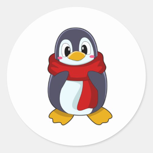 Penguin with Scarf Classic Round Sticker