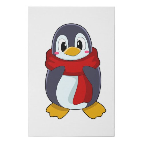 Penguin with Scarf Faux Canvas Print