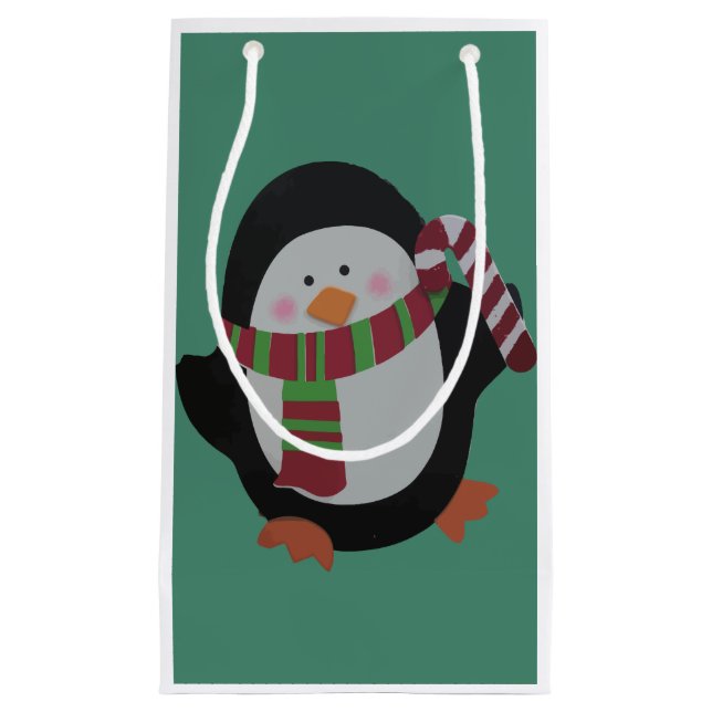 Penguin with Scarf Happy Holidays Gift Bag (Front)