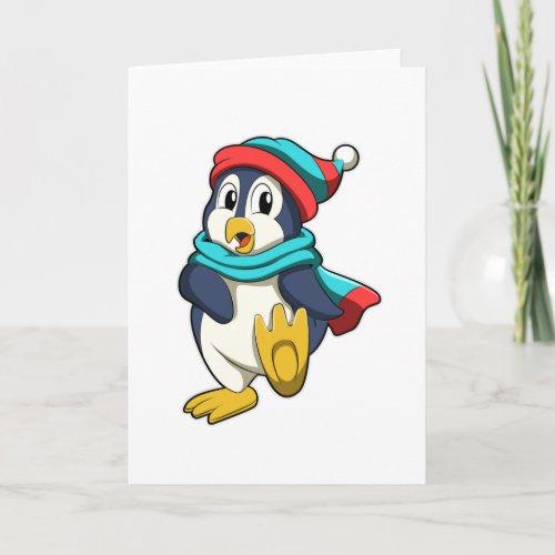 Penguin with Scarf  Hat Card