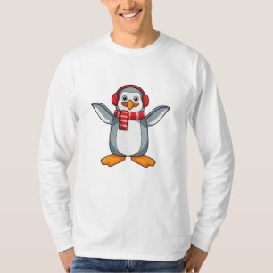 Penguin with Scarf & Headphone T-Shirt