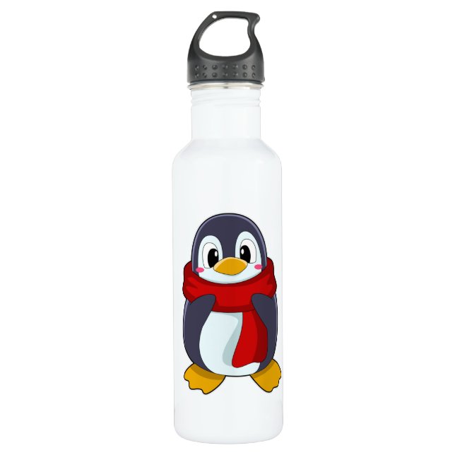 Penguin with Scarf Stainless Steel Water Bottle (Front)