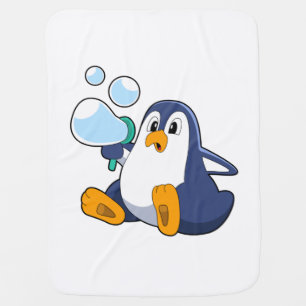 Penguin with Soap bubbles.PNG Baby Blanket