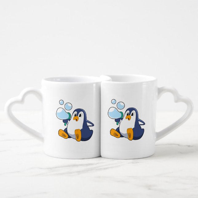 Penguin with Soap bubbles.PNG Coffee Mug Set (Front Nesting)