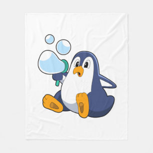 Penguin with Soap bubbles.PNG Fleece Blanket