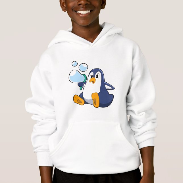 Penguin with Soap bubbles.PNG Hoodie (Front)