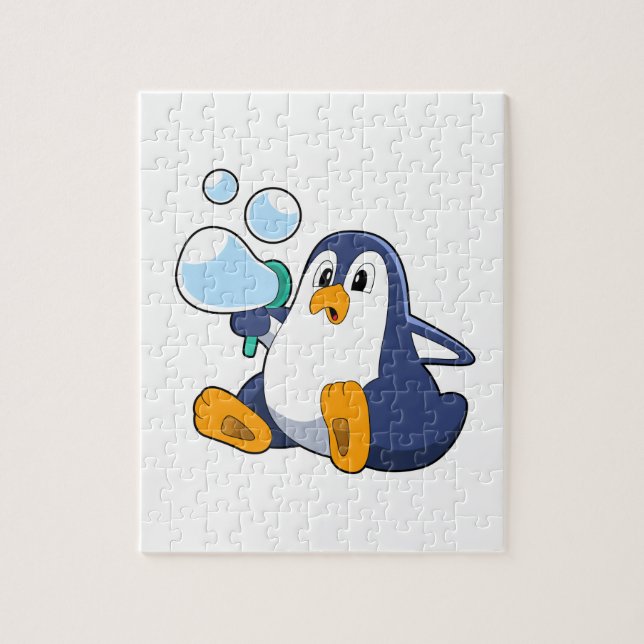 Penguin with Soap bubbles.PNG Jigsaw Puzzle (Vertical)