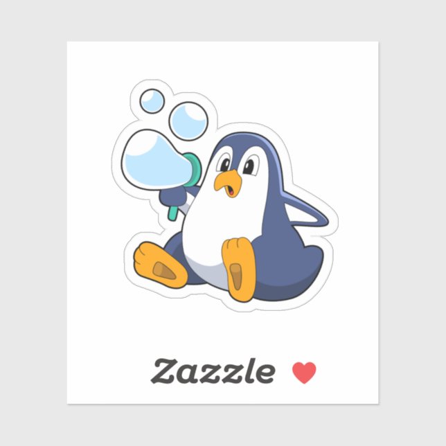 Penguin with Soap bubbles.PNG Sticker (Sheet)