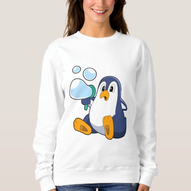 Penguin with Soap bubbles.PNG Sweatshirt (Front)