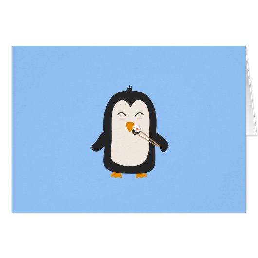 Penguin with sushi cards (Front Horizontal)