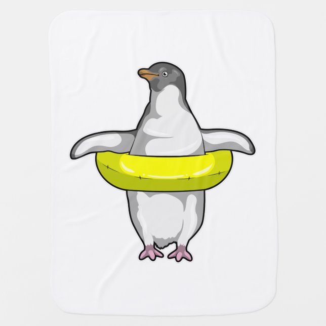 Penguin with Swim ring Baby Blanket (Front)