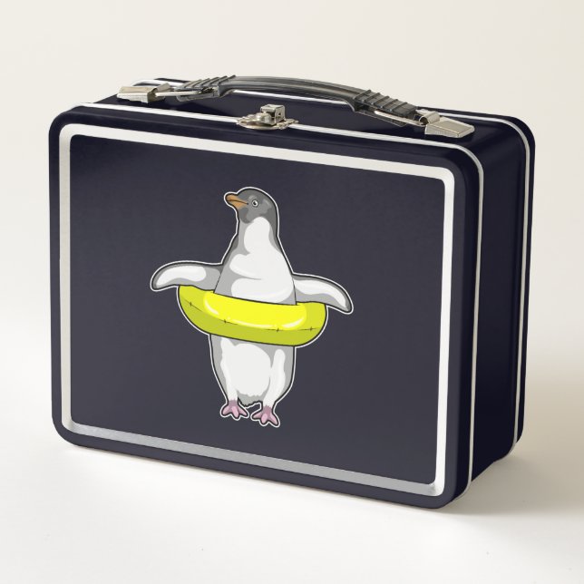Penguin with Swim ring Metal Lunch Box (Front)
