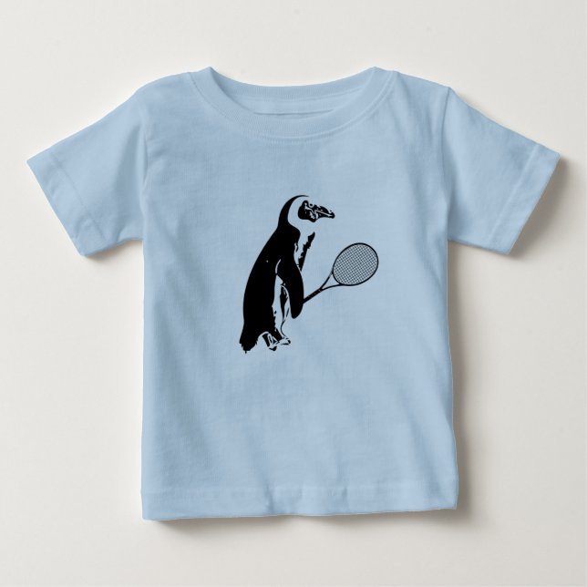 Penguin with Tennis Racquet Baby T-Shirt (Front)