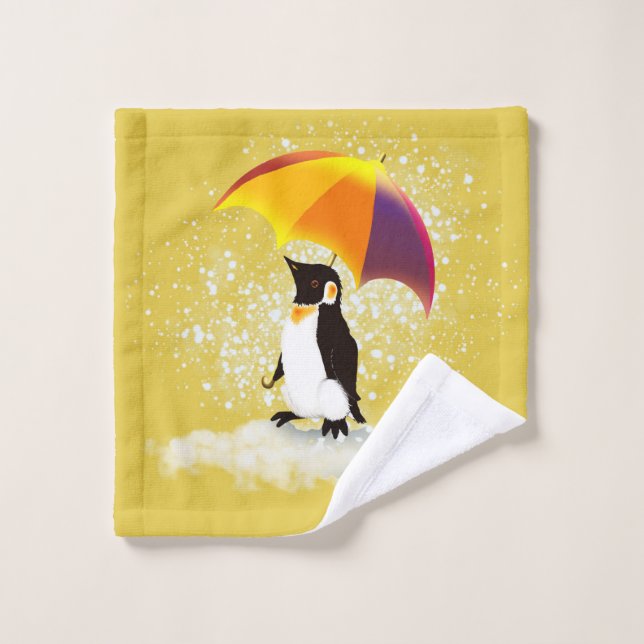 Penguin with Umbrella Wash Cloth (Wash Cloth)