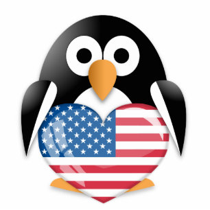 Penguin with USA flag Cutout