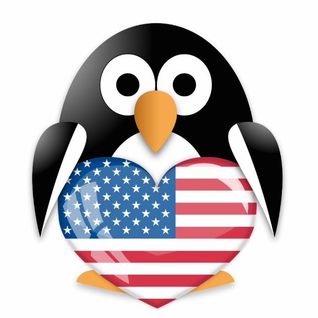 Penguin with USA flag Cutout (Front)