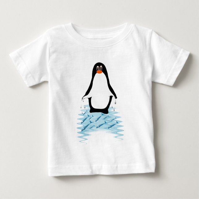 Penguin With Whales for Earth Day Baby T-Shirt (Front)