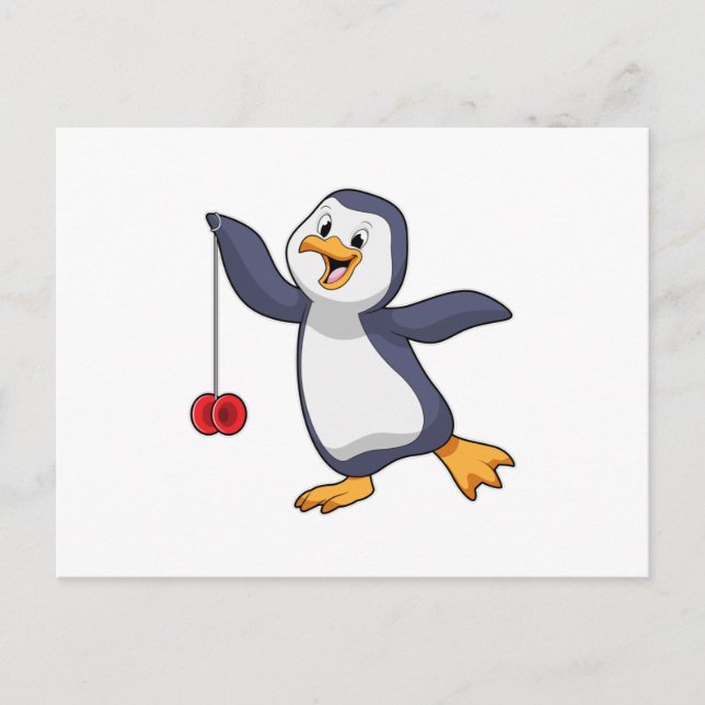 Penguin with Yo-Yo Postcard (Front)