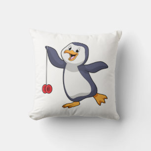 Penguin with Yo-Yo Throw Pillow