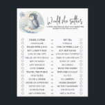 Penguin - Would she rather - baby shower game<br><div class="desc">Baby Shower invitation featuring an adorable watercolor arctic baby penguin on an ice floe. Winter Baby Shower. Arctic Penguin baby shower theme. Matching items available.</div>