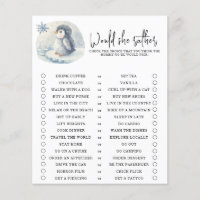 Penguin - Would she rather - baby shower game