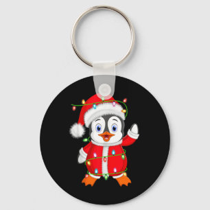 Penguin Xmas Lighting Santa Costume Penguin Christ Keychain