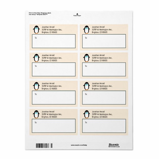 Penguine with Mask Christmas Shipping Label (Full Sheet)