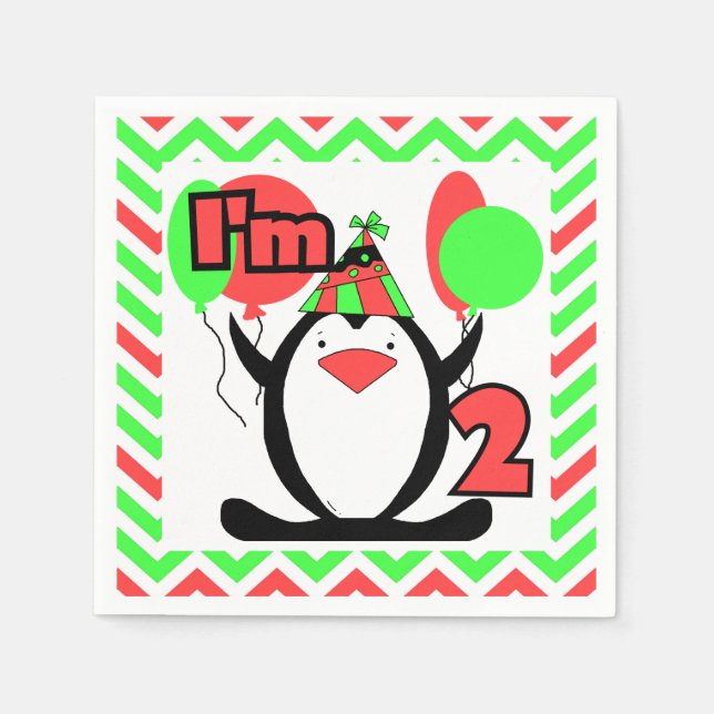 Penguins 2nd Birthday Paper Napkins (Front)