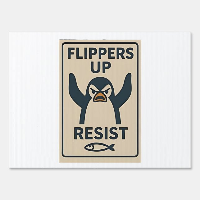 Penguins Against Tariffs Anti Trump Garden Flag   Sign (Front)