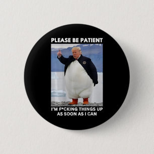 Penguins Against Tariffs Anti-trump Protest Hands Button